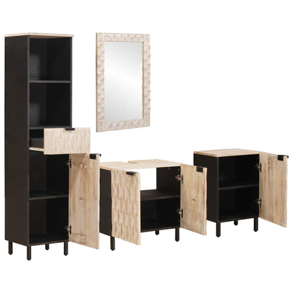Badkamer Sets Met Lade Witte Was Afwerking Massief Mango Hout Wit gewassen afwerking
