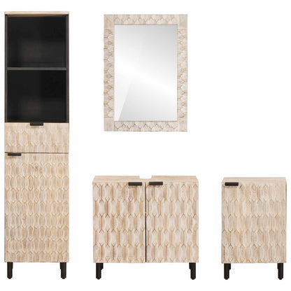 Badkamer Sets Met Lade Witte Was Afwerking Massief Mango Hout Wit gewassen afwerking