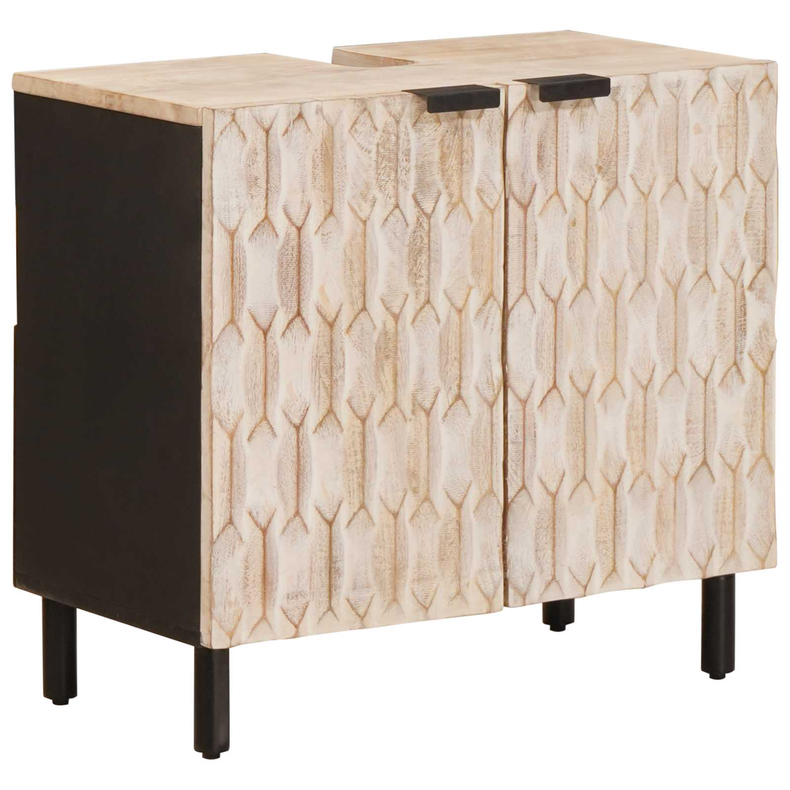 Badkamer Sets Met Lade Witte Was Afwerking Massief Mango Hout Wit gewassen afwerking