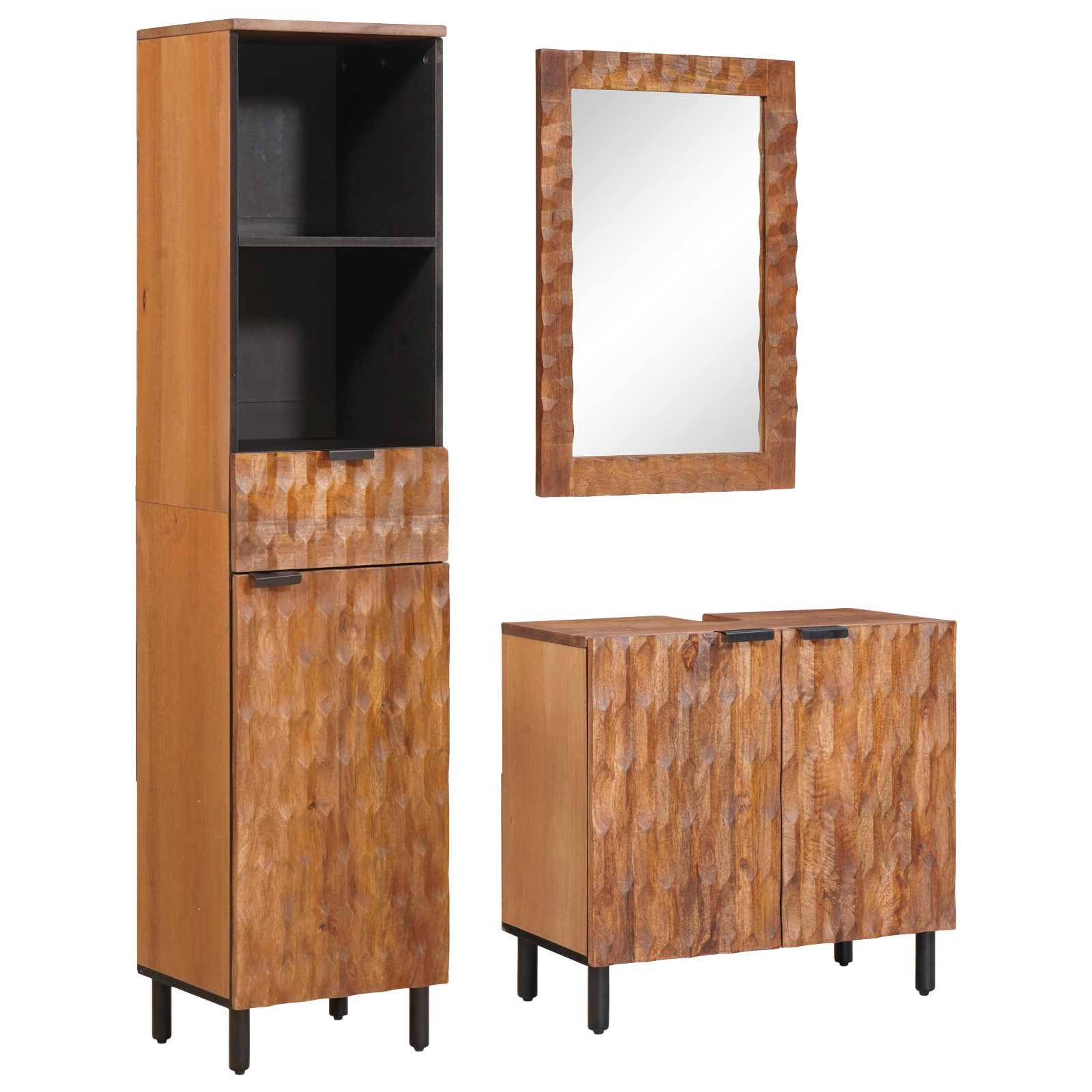 Badkamer Sets Met Lade Acacia Bruin Winish Massief Mango Hout Acacia bruin afwerking