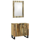Bathroom furniture set with shelf with storage 2 pcs Brown Engineered wood