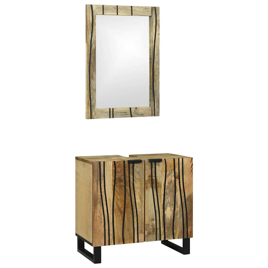 Badkamermeubelset 2 pcs Bruin Standaard Massief Ruw Mango hout