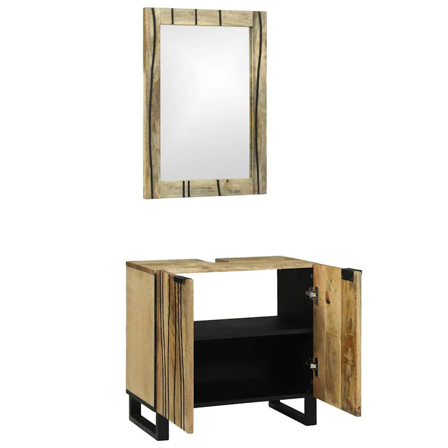 Badkamermeubelset 2 pcs Bruin Standaard Massief Ruw Mango hout
