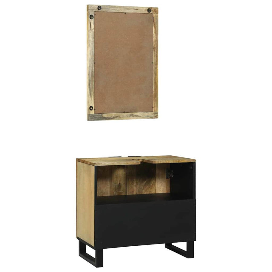 Badkamermeubelset 2 pcs Bruin Standaard Massief Ruw Mango hout