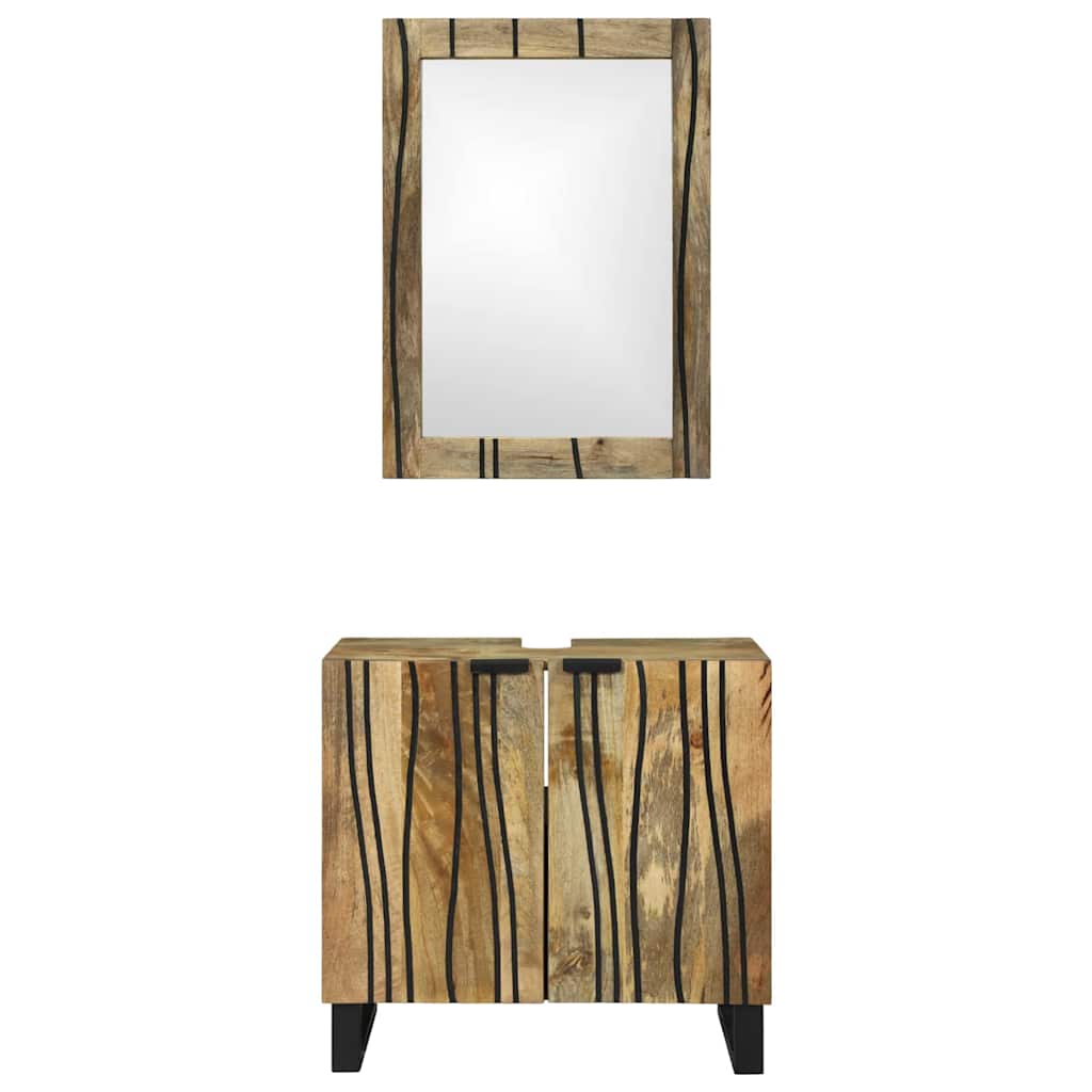 Badkamermeubelset 2 pcs Bruin Standaard Massief Ruw Mango hout