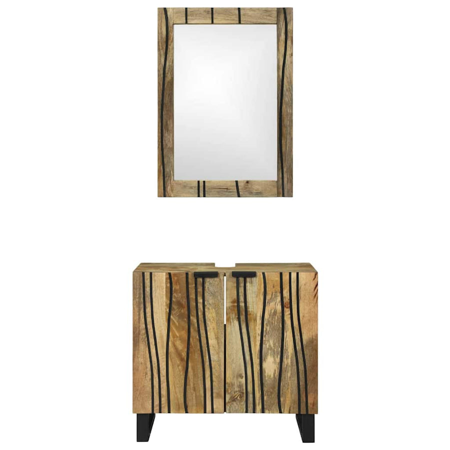Badkamermeubelset 2 pcs Bruin Standaard Massief Ruw Mango hout