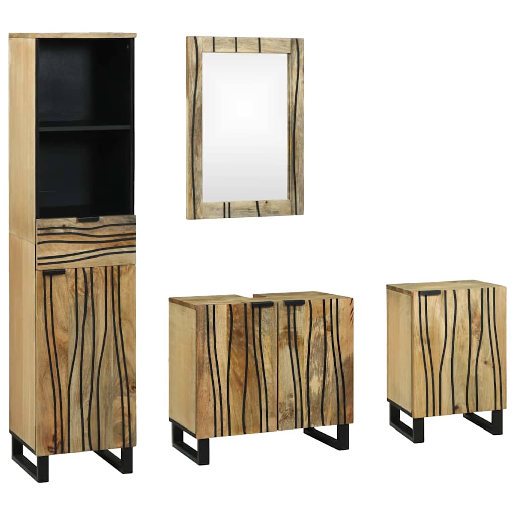 Badkamermeubelset met lade 4 pcs Bruin Large Massief acaciahout
