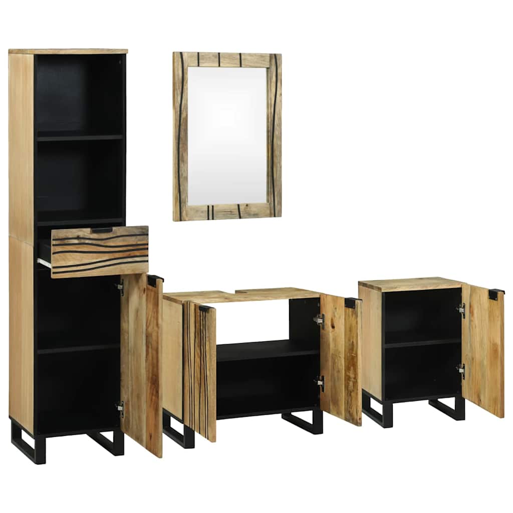 Badkamermeubelset met lade 4 pcs Bruin Large Massief acaciahout
