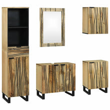 Badkamermeubelset 5 pcs Bruin Medium Massief Ruw Mango hout