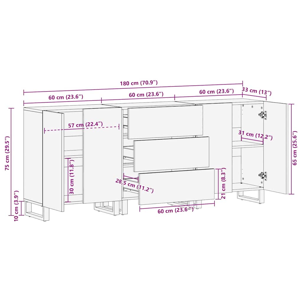 Badkamermeubelset met lade met plank met opslag met de deur 3 pcs Bruin Large