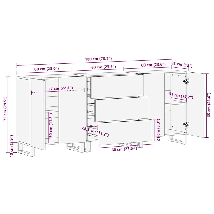 Badkamermeubelset met lade met plank met opslag met de deur 3 pcs Bruin Large