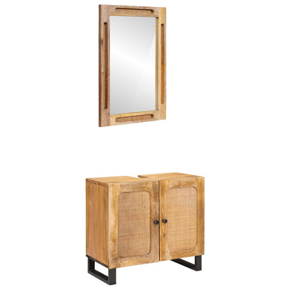 Badkamer Sets Met Opslag Met De Deur Naturel Massief Mango Hout
