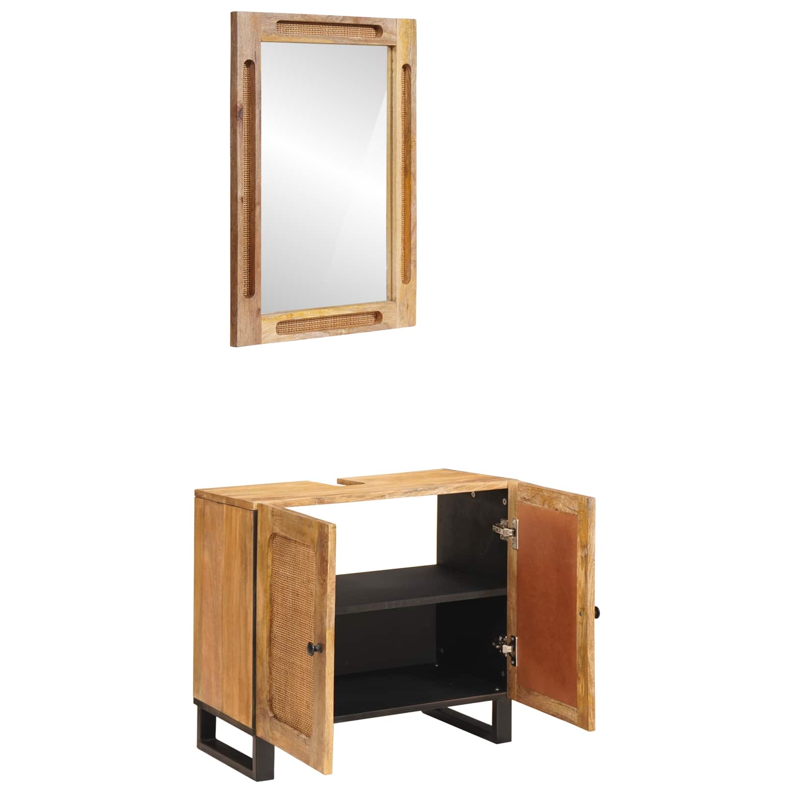 Badkamer Sets Met Opslag Met De Deur Naturel Massief Mango Hout