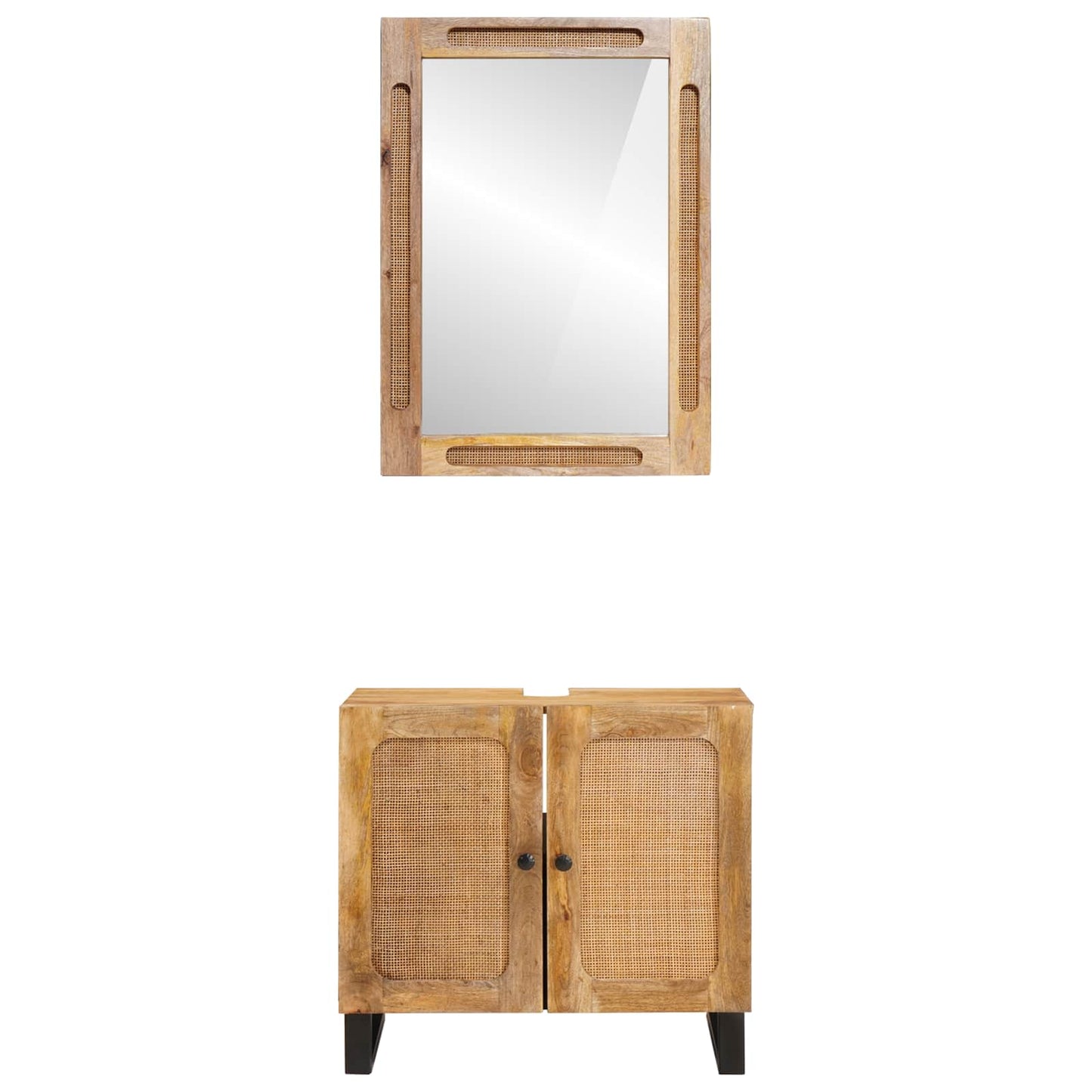Badkamer Sets Met Opslag Met De Deur Naturel Massief Mango Hout