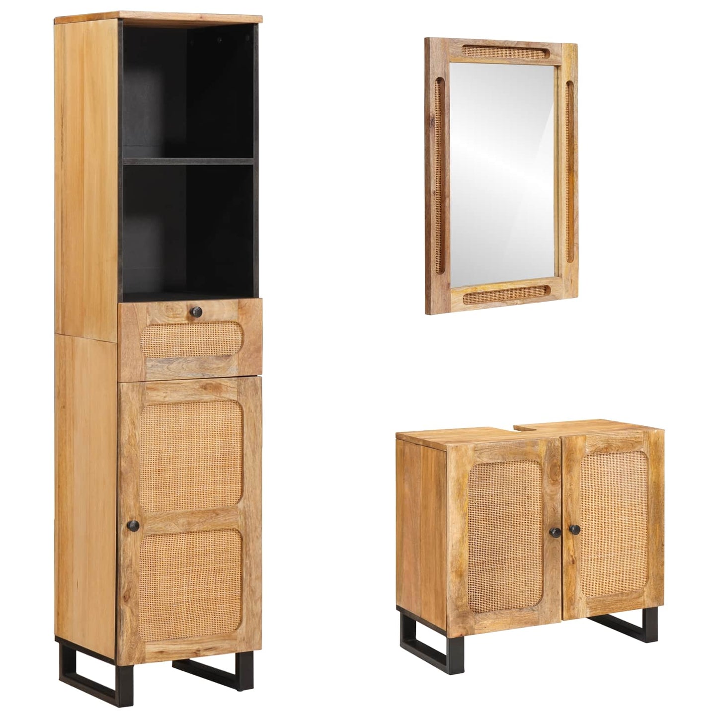 Badkamer Sets Met Lade Met Plank Naturel Massief Mango Hout