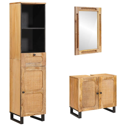 Badkamer Sets Met Lade Met Plank Naturel Massief Mango Hout