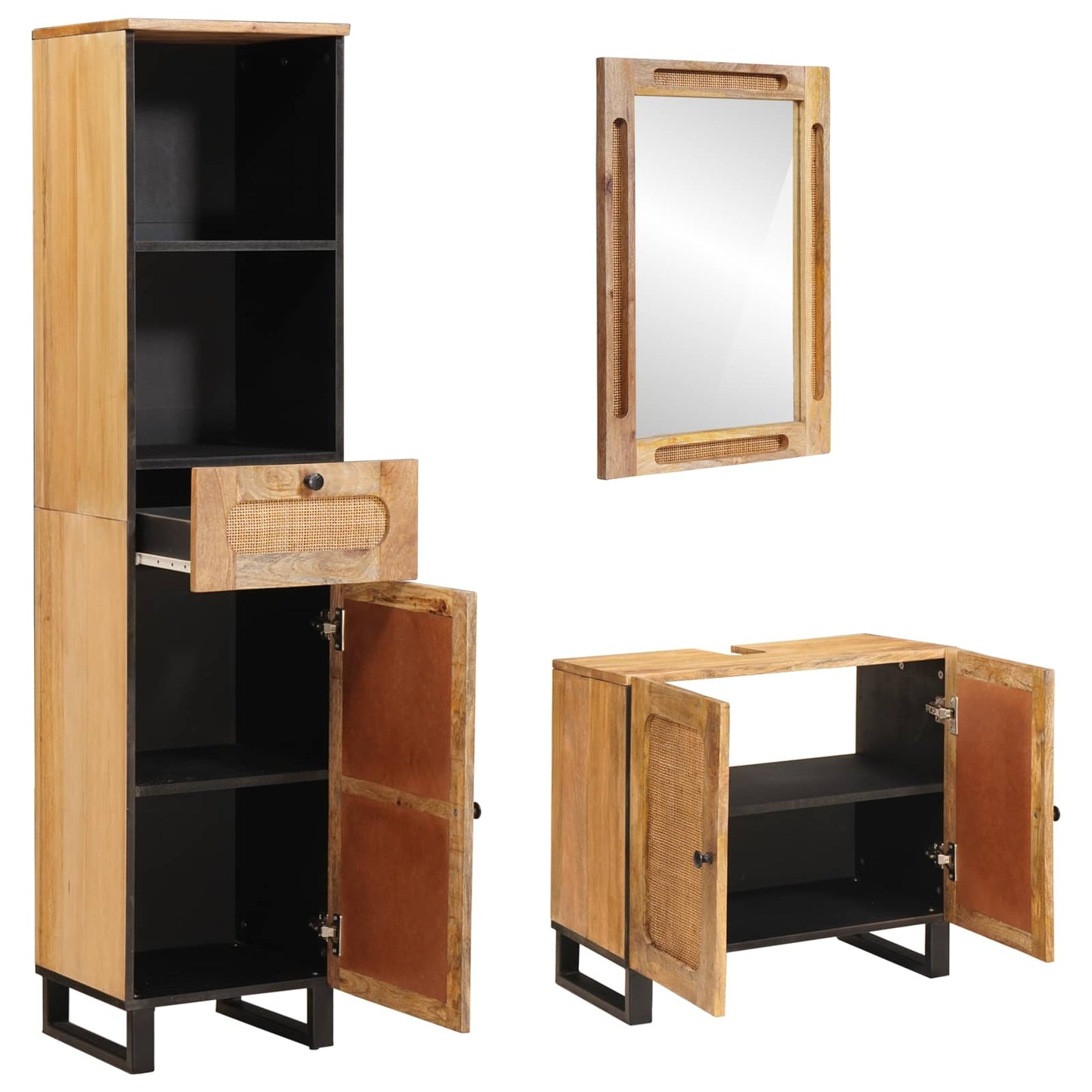 Badkamer Sets Met Lade Met Plank Naturel Massief Mango Hout