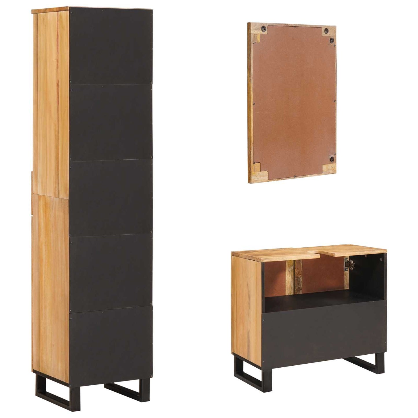 Badkamer Sets Met Lade Met Plank Naturel Massief Mango Hout