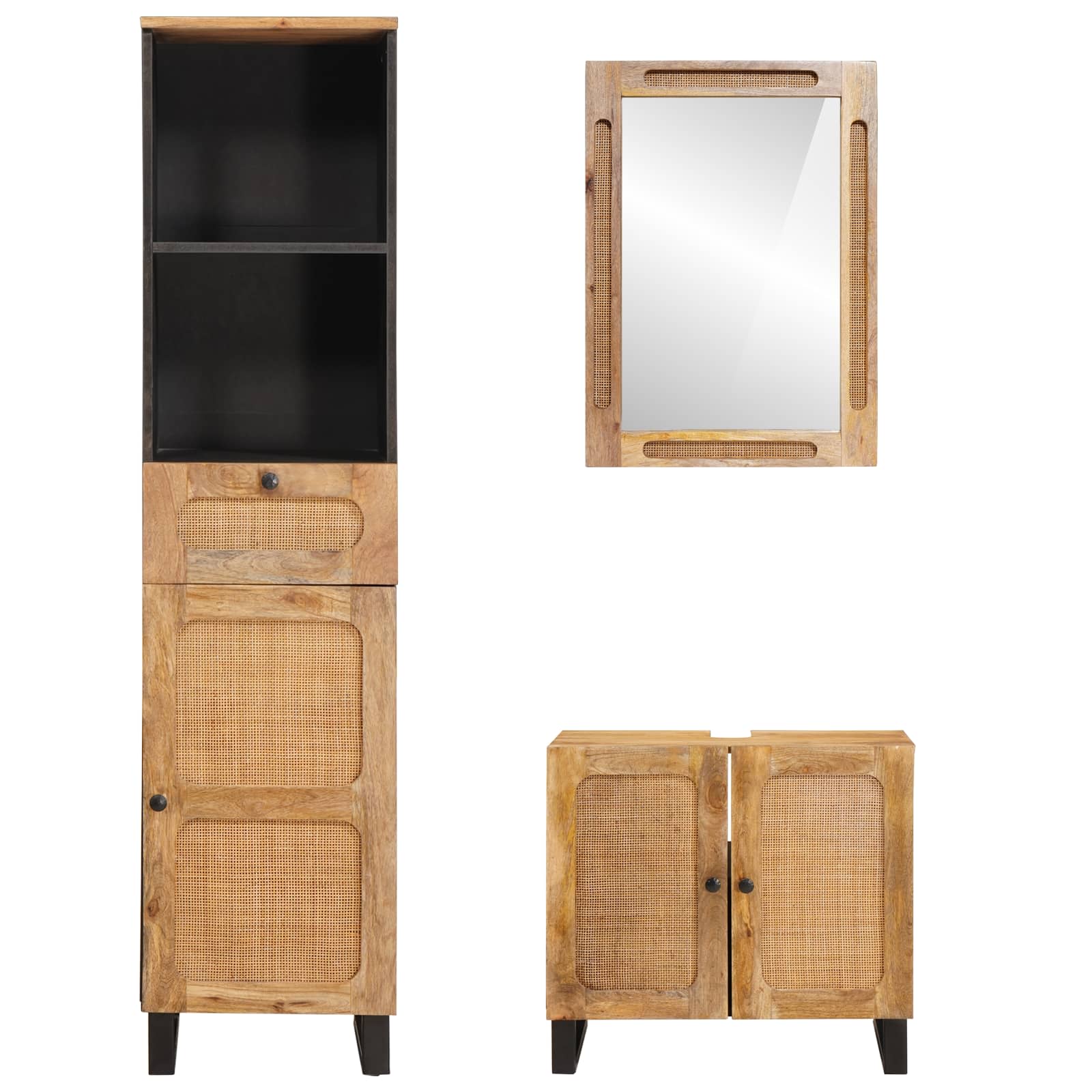 Badkamer Sets Met Lade Met Plank Naturel Massief Mango Hout