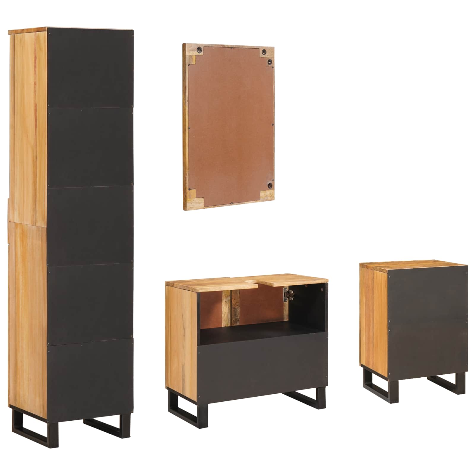 Badkamer Sets Met Lade Met Plank Naturel Massief Mango Hout