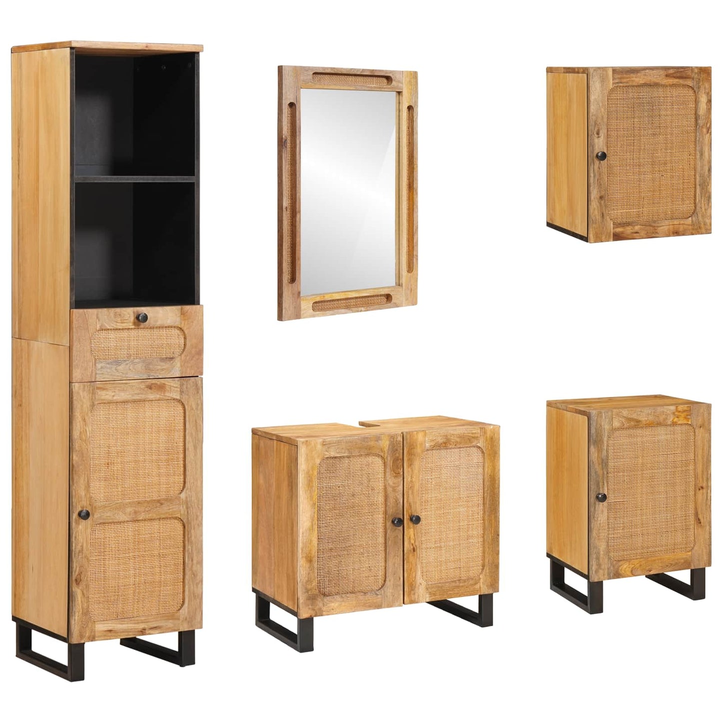 Badkamer Sets Met Lade Met Plank Naturel Massief Mango Hout