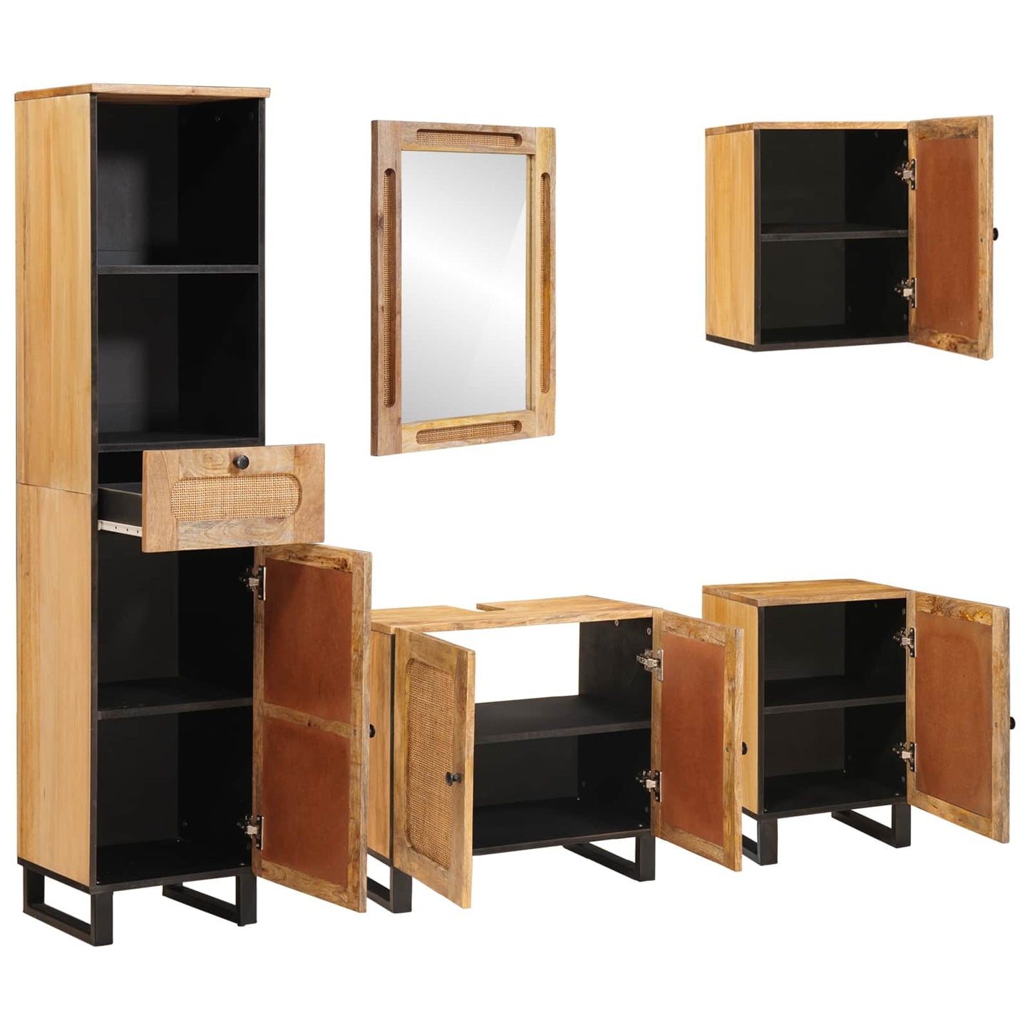 Badkamer Sets Met Lade Met Plank Naturel Massief Mango Hout