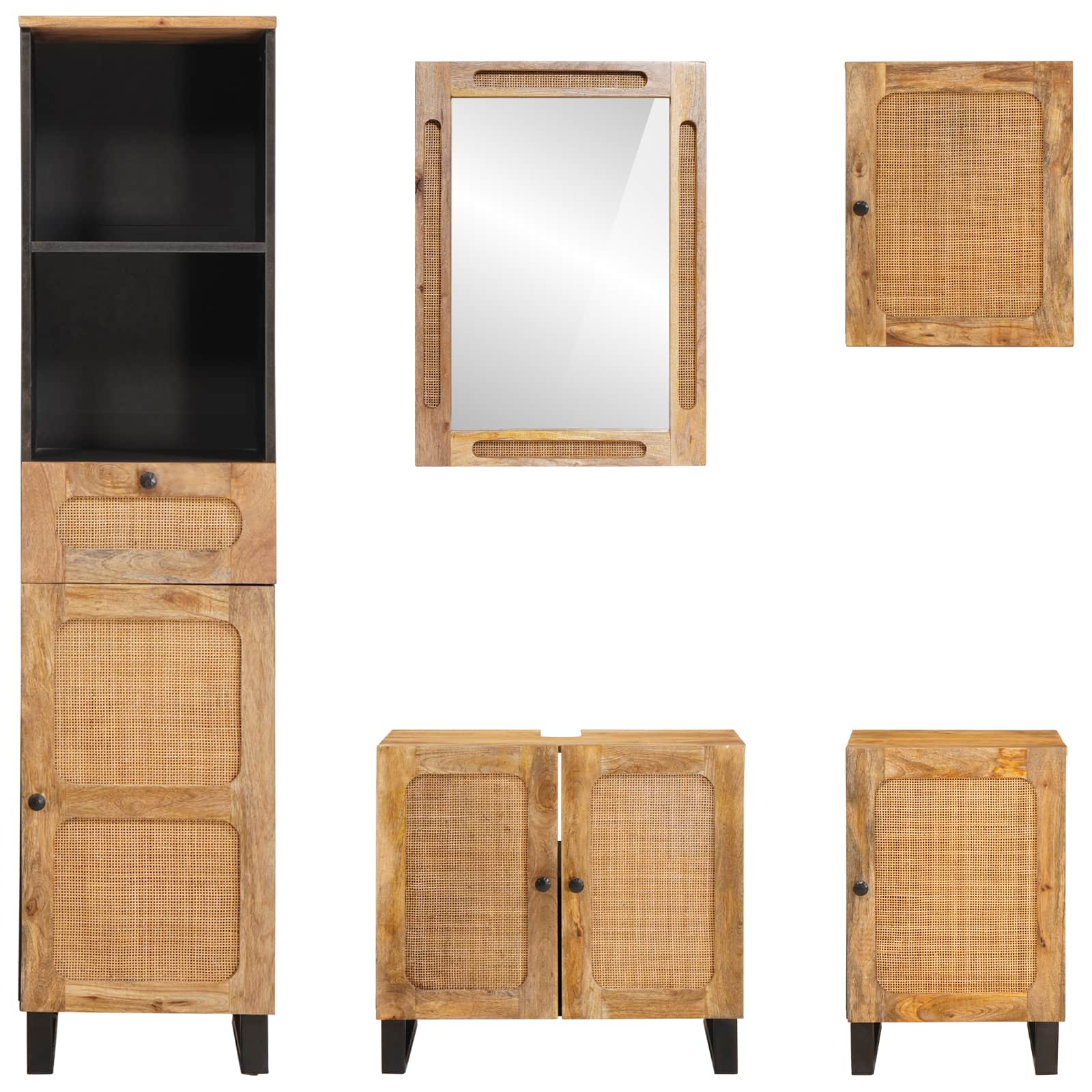 Badkamer Sets Met Lade Met Plank Naturel Massief Mango Hout
