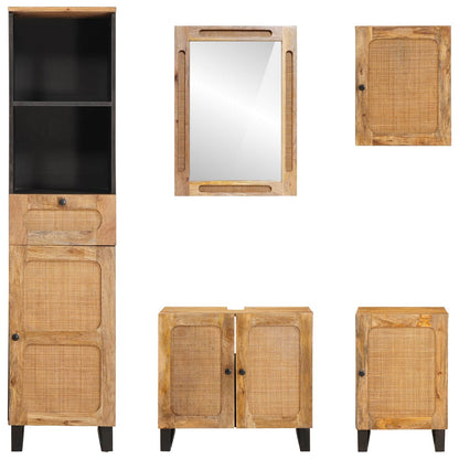 Badkamer Sets Met Lade Met Plank Naturel Massief Mango Hout