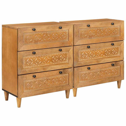 Dressoir 2 st 120 x 33,5 x 75 cm massief mangohout Bruin