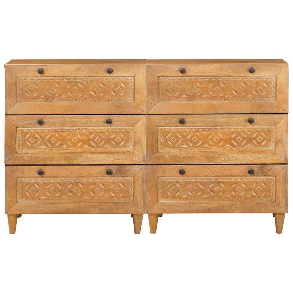 Dressoir 2 st 120 x 33,5 x 75 cm massief mangohout Bruin