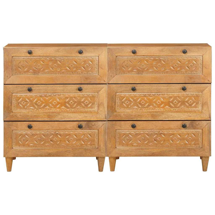 Dressoir 2 st 120 x 33,5 x 75 cm massief mangohout Bruin