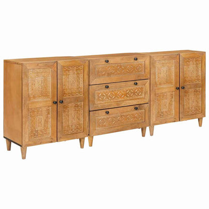 Dressoir 3 st 180 x 33,5 x 75 cm massief mangohout Bruin