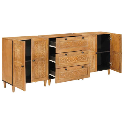 Dressoir 3 st 180 x 33,5 x 75 cm massief mangohout Bruin