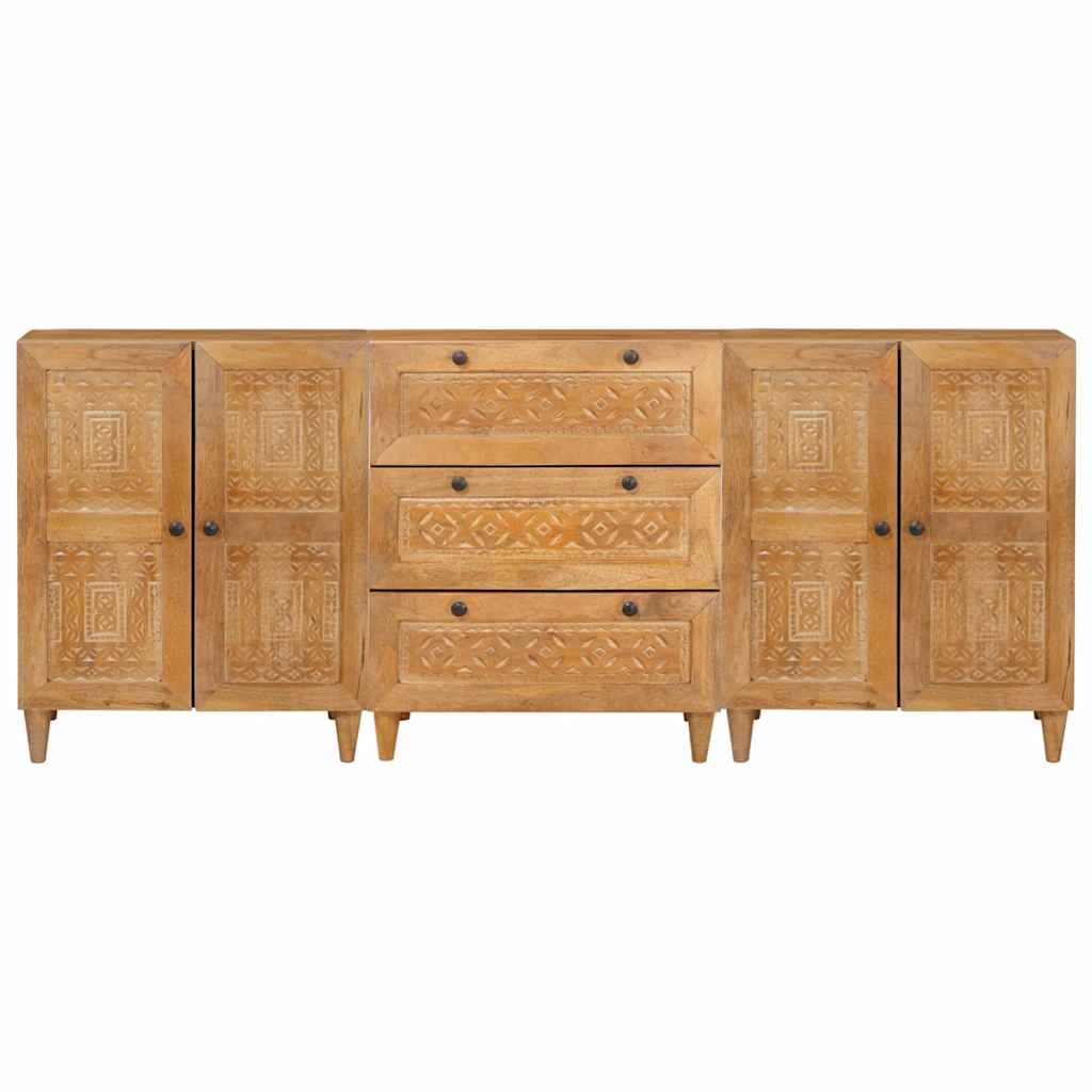 Dressoir 3 st 180 x 33,5 x 75 cm massief mangohout Bruin