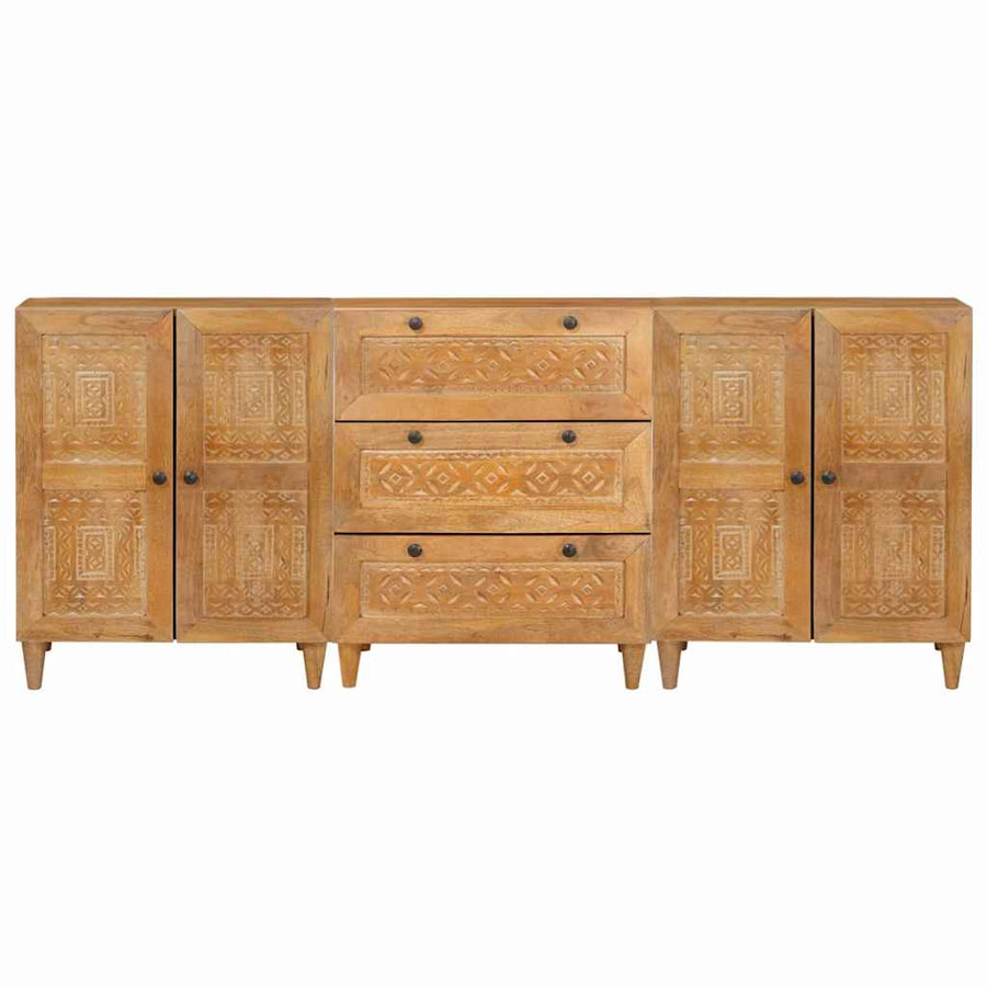 Dressoir 3 st 180 x 33,5 x 75 cm massief mangohout Bruin