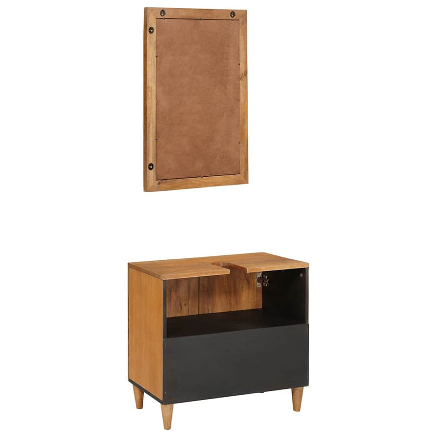 Badkamermeubelset met plank met opslag 2 pcs Bruin Bewerkt hout
