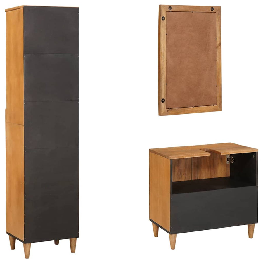 Badkamermeubelset met lade 3 pcs Bruin 38 x 33 x 160 cm