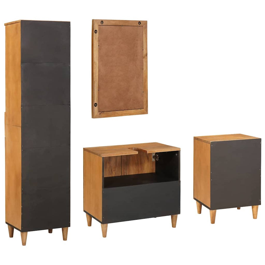 Badkamermeubelset met lade met plank 4 pcs Bruin Bewerkt hout