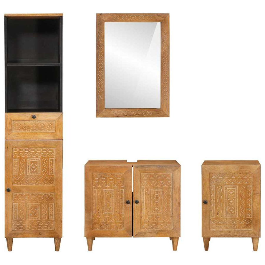 Badkamermeubelset met lade met plank 4 pcs Bruin Bewerkt hout
