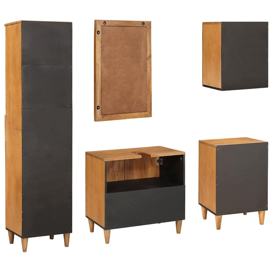 Badkamermeubelset met lade met plank 5 pcs Bruin Bewerkt hout