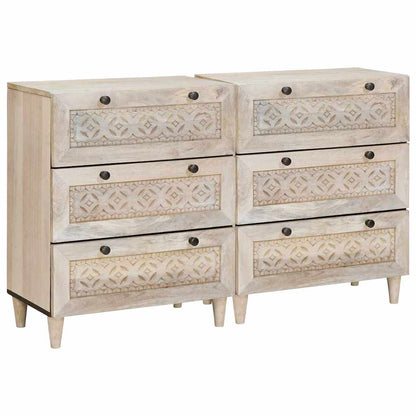 Dressoir 2 pcs Wit 60 x 33 x 75 cm massief mangohout