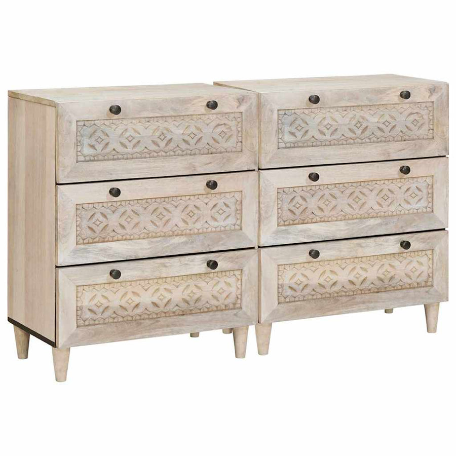 Dressoir 2 pcs Wit 60 x 33 x 75 cm massief mangohout