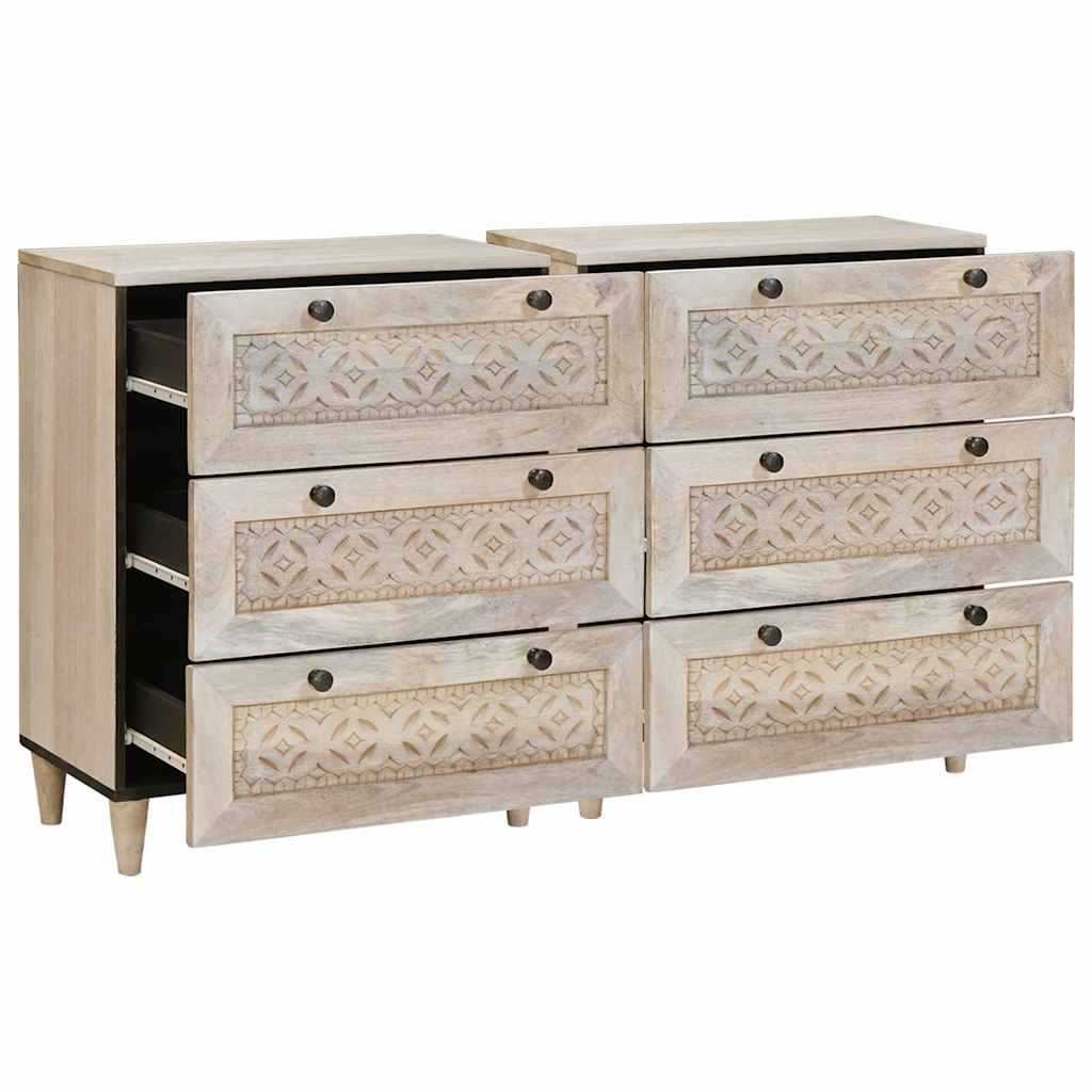 Dressoir 2 pcs Wit 60 x 33 x 75 cm massief mangohout