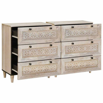 Dressoir 2 pcs Wit 60 x 33 x 75 cm massief mangohout
