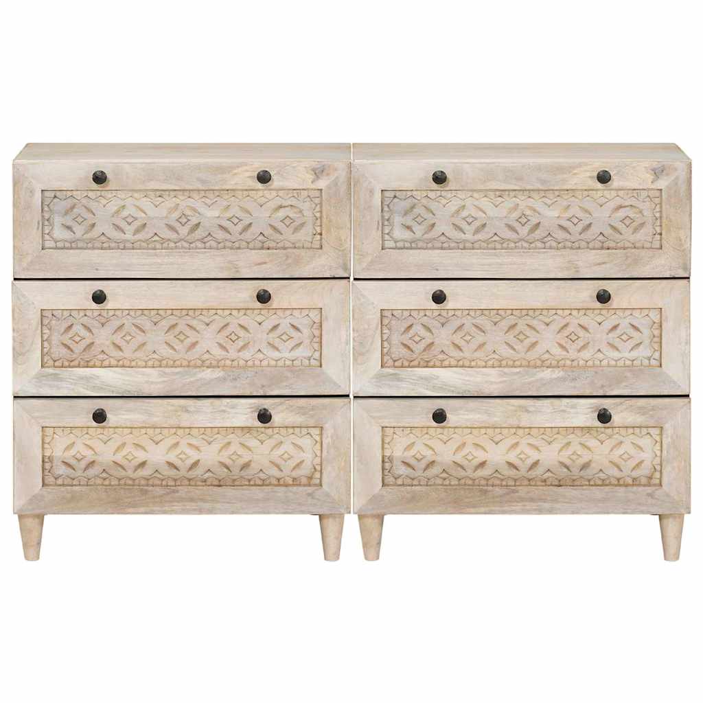Dressoir 2 pcs Wit 60 x 33 x 75 cm massief mangohout