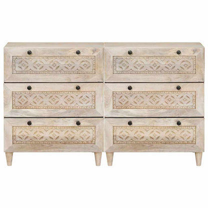 Dressoir 2 pcs Wit 60 x 33 x 75 cm massief mangohout