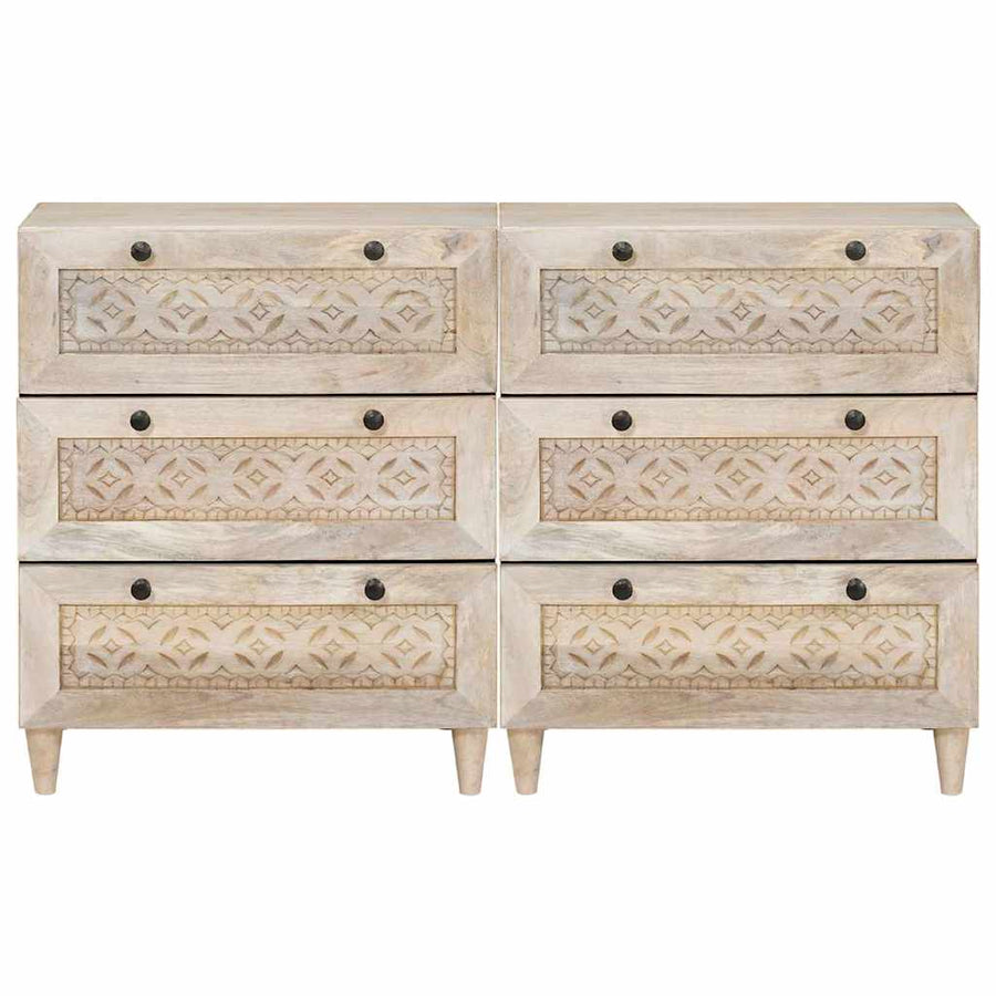 Dressoir 2 pcs Wit 60 x 33 x 75 cm massief mangohout