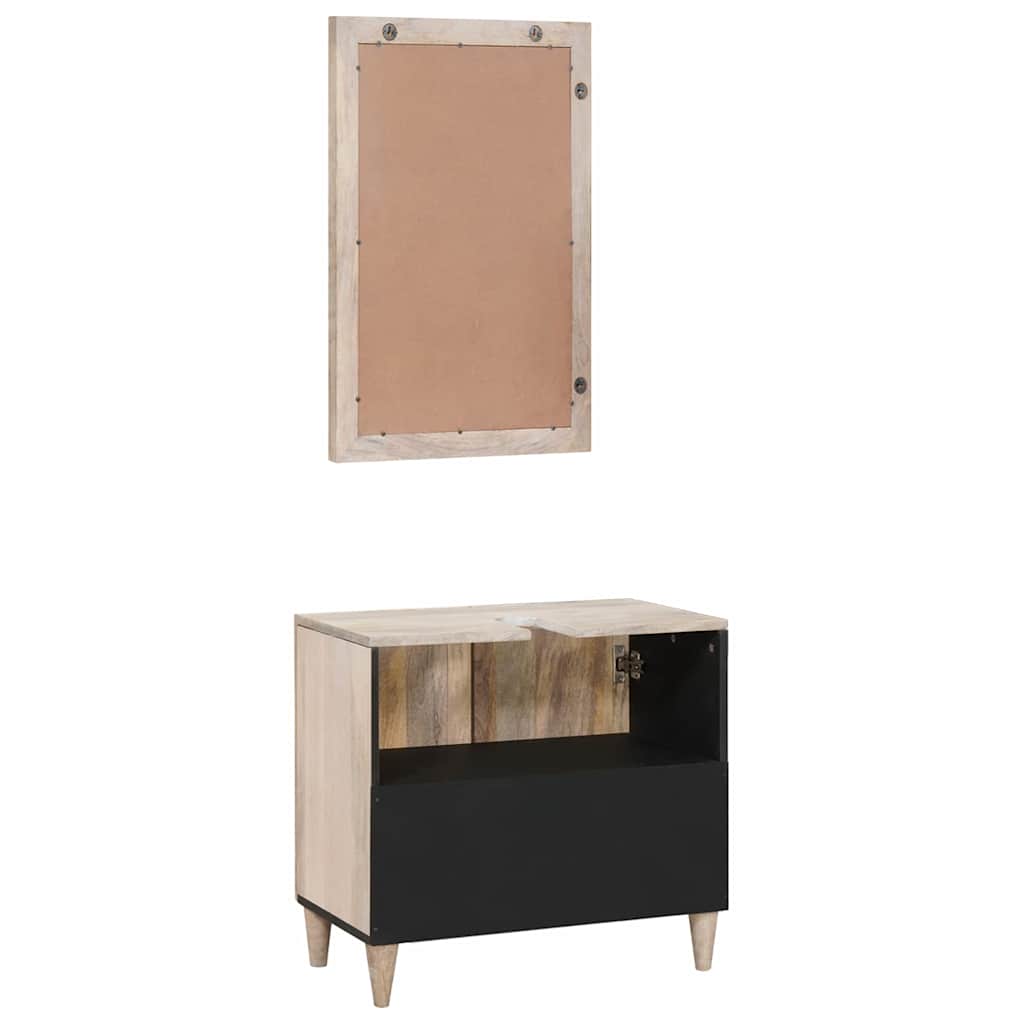 Badkamermeubelset met plank met opslag 2 pcs Wit Bewerkt hout