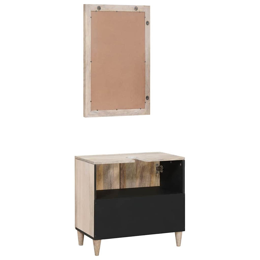 Badkamermeubelset met plank met opslag 2 pcs Wit Bewerkt hout