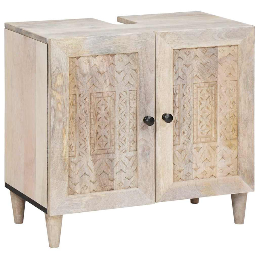 Badkamermeubelset met lade 3 pcs Wit massief mangohout